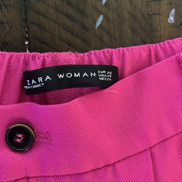 Zara Barbie Pink Lyocell Cropped Cuffed‎ Dressy Pants Size XS Coastal Grandma - Picture 2 of 13